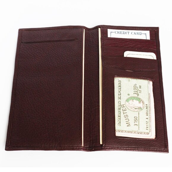 Tano Wallet Bifold Burgundy Pebble Leather Travel Organizer NWOT NOS - Picture 6 of 6